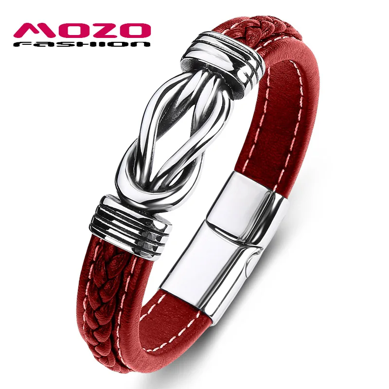 SY074-R MOZO, модный,, классический, мужской браслет, кожа, нержавеющая сталь, браслет с подвесками, женский, крест, панк, ювелирный браслет, подарки, зеленый - Окраска металла: SY074-R