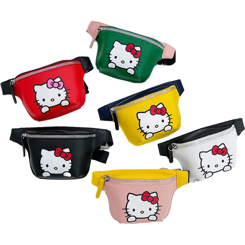 

9Inch Hello KT Kawaii Kitty Cartoon Cute One Shoulder Messenger Trend Portable Childrens Fashion Chest Bag Best Gift for Friends
