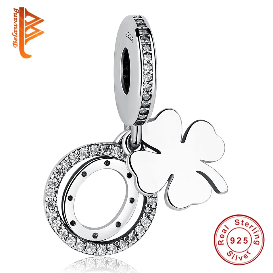 

Оптовая Продажа 925 стерлингового серебра счастливый день шарик с украшением в виде кристаллов Lucky лист Подвески подходят к оригинальному бр...