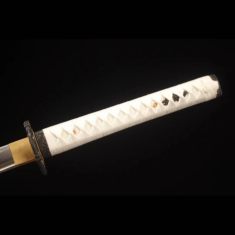 

White Japanese Katana Handforged Sword Real Steel Sharp Edge With Bo-Hi Samurai Weapons Full Tang