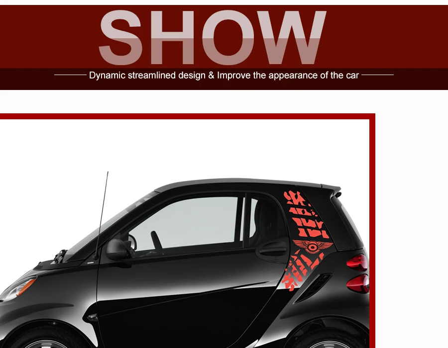 2pc cool tire print styling graphic vinyls car stickers customize for smart mini 2 doors sticke