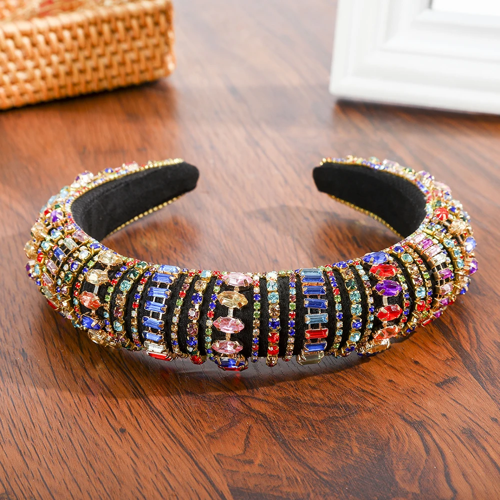 

Haimeikang Padded Headbands for Women New Fashion Luxiry Crystal Hairbands Baroque Headband Rhinestone Hair Accessoires