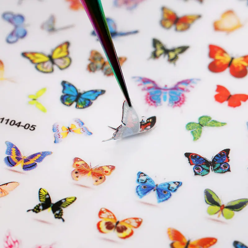 1 лист 3D наклеек для ногтей бабочки красочные переводки сказочные украшения