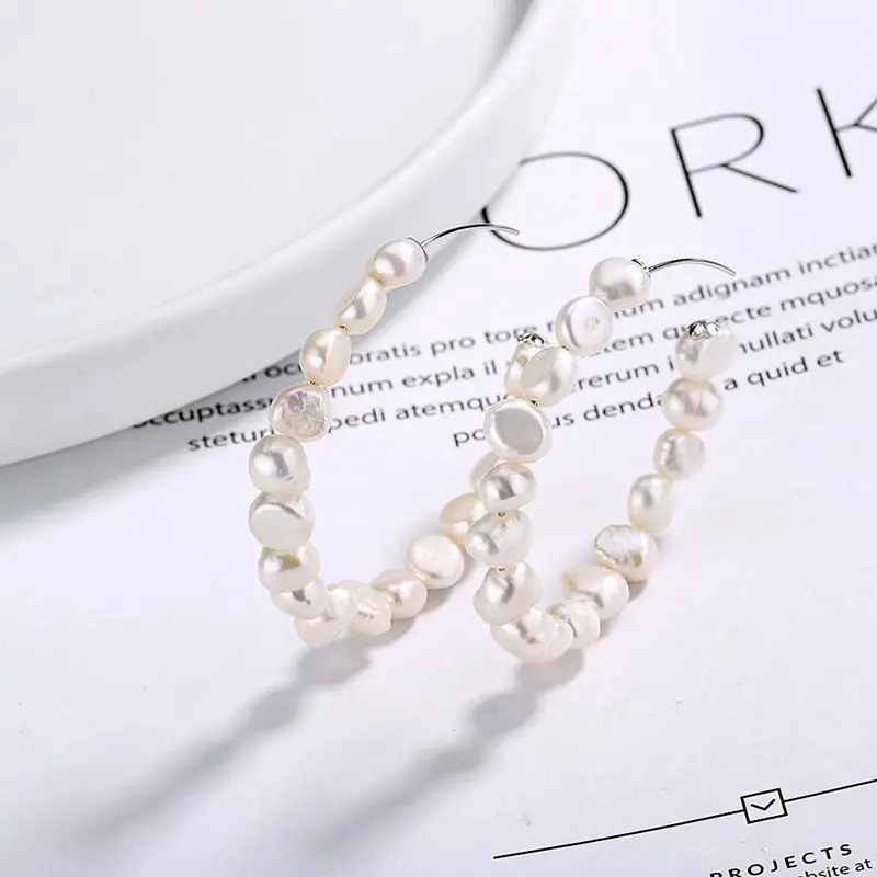 Женские серьги с жемчугом Silvology большие элегантные из стерлингового серебра 925