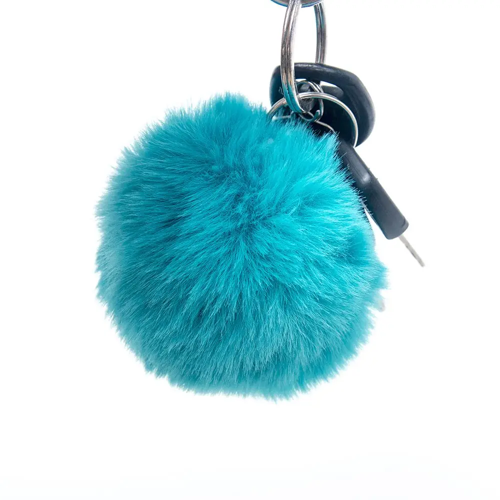 2 шт. милый Синий брелок с помпоном искусственный мех помпон мягкий кролика