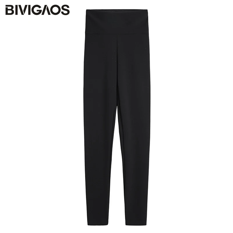 BIVIGAOS Женские обтягивающие леггинсы черные облегающие с высокой талией и для