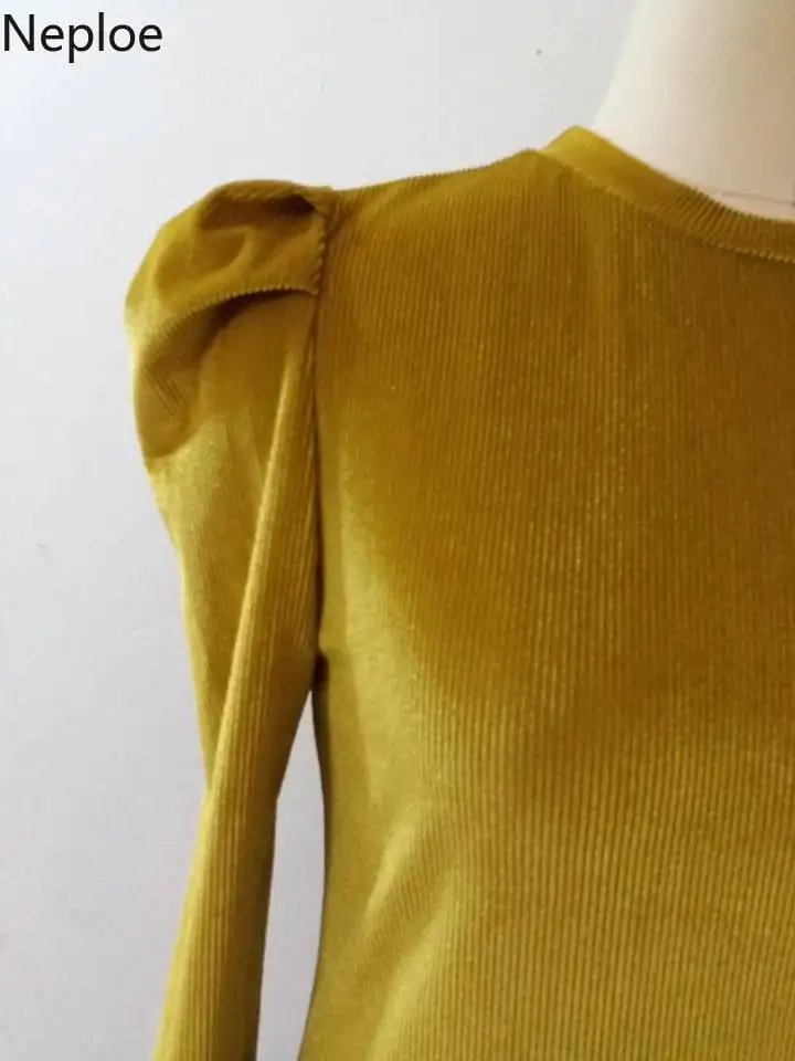 Женские велюровые блузки Neploe золотого цвета Новое поступление на осень и зиму