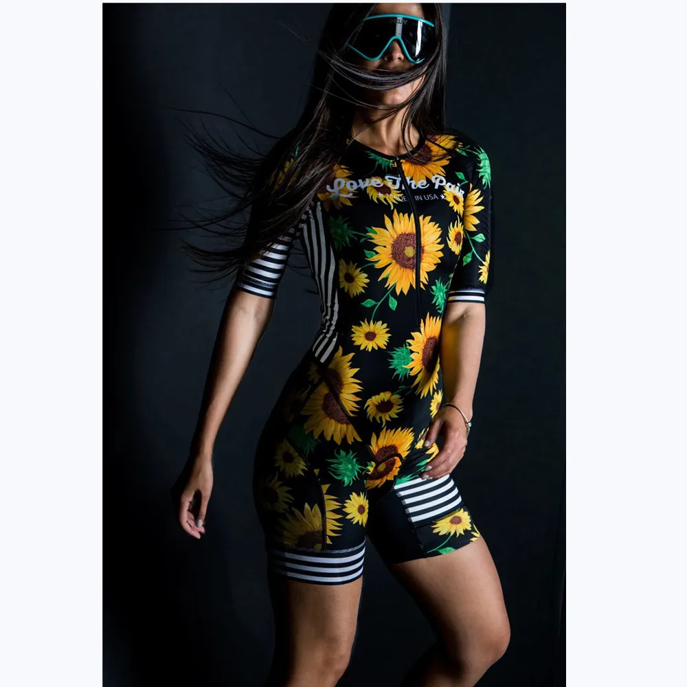 Love The Pain Cycling Womens Triathlon Short Sleeve Skinsuit Summer Outdoor Jersey Profession Team Running Suit Maillot Ciclismo |