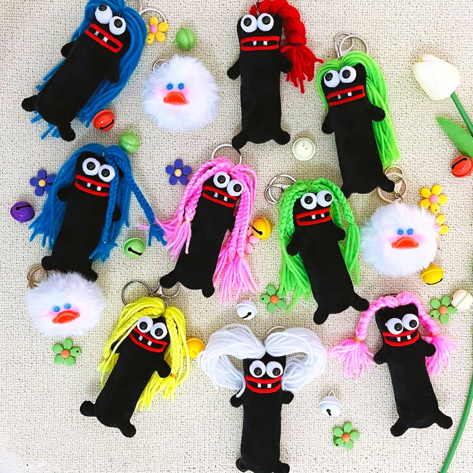 

Creative Diy Hairstyle Big Eye Doll Keychain Cute Funny Plush Weaving Toys Keyring Women Man Bag Ornaments Gifts Accessories