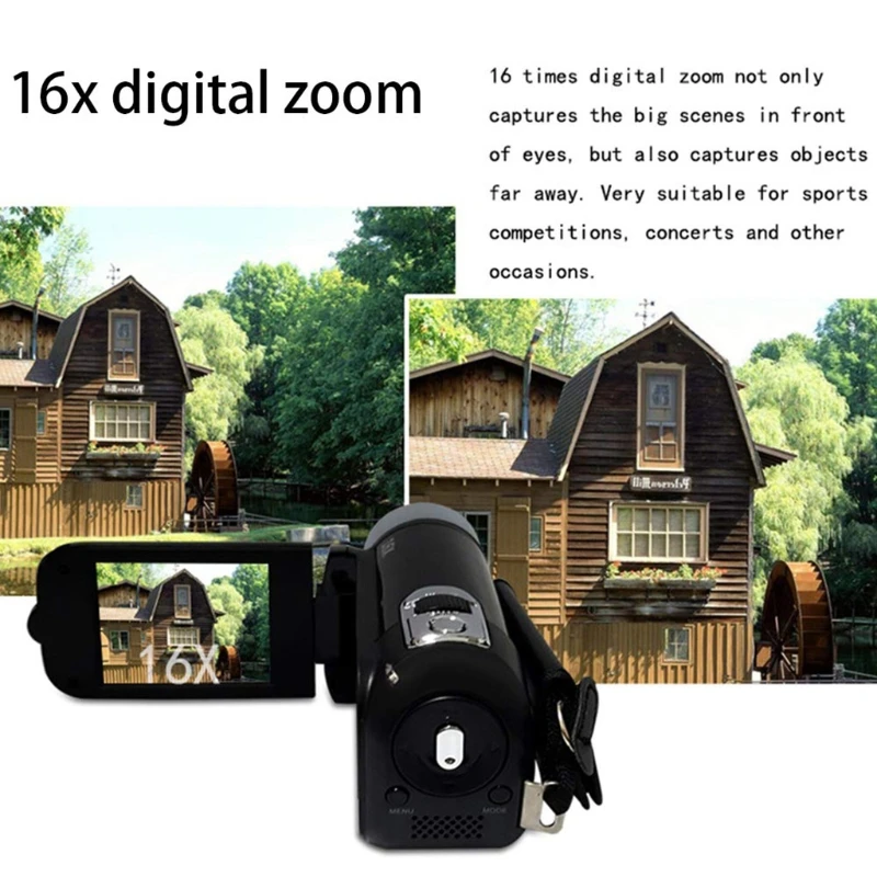 594F Upgraded Anti-Shake Design Video Camera Camcorder with 360°Rotation Flip Screen 16X Digital Zoom | Электроника