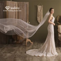 cc bridal veil women wedding hair accessory engagement jewelry tulle simple design long cathedral veils one layer hot sale v828