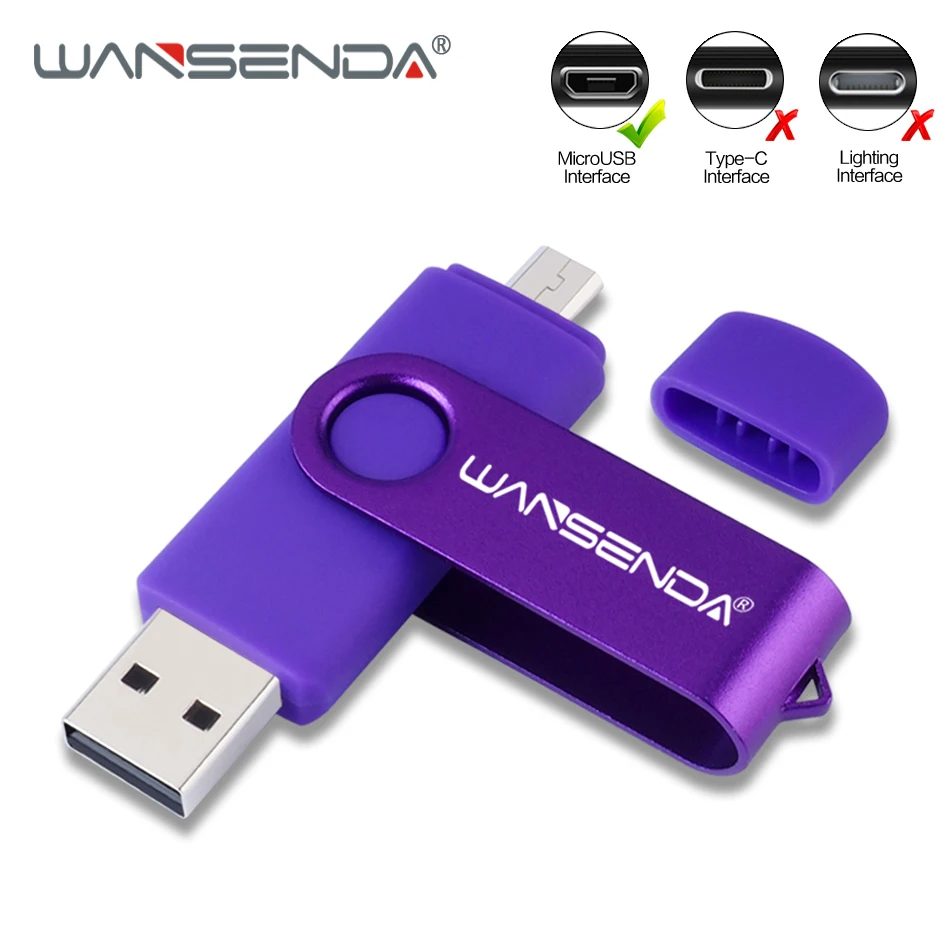 

WANSENDA OTG USB Flash Drive High Speed Pen Drive 256GB 128GB 64GB 32GB 16GB 8GB Micro USB Memory Stick 2 IN 1 Pendrive