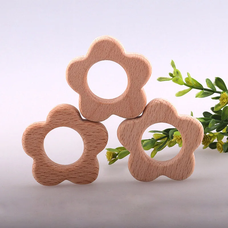 Mix 300pcs Baby Nursing Bracelets Wooden Teether Crochet Chew Beads Teething Wood Rattles Toys Teether