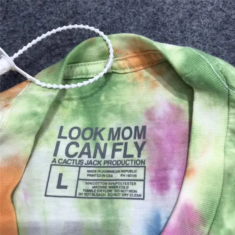 

Travis Scott Look MON I CAN FLY Printed Women Men Tie-dye T shirts tees Men Cotton Oversized T shirt Travis