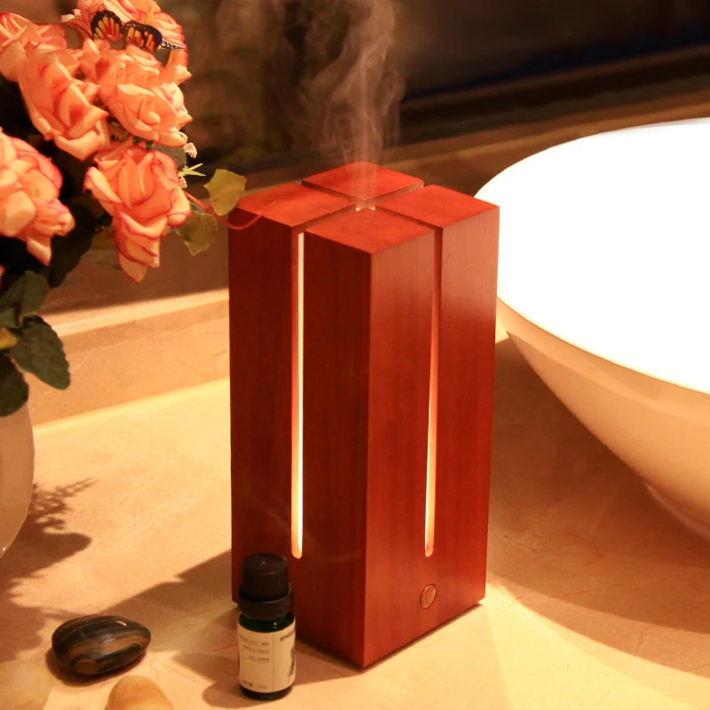 

Solid Wood Material Essential Oil Diffuser Air Humidifier Warm Light Simple Design Home Office Humidifier