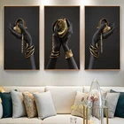 Черные женщины руки и золотые ювелирные изделия холст печать плакат Африканское искусство Масляная живопись на стене большие стены картины для гостиной