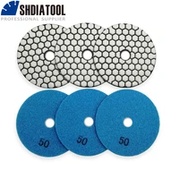 shdiatool 6pcs diamond dry polishing pad granite marble flexible resin sanding disc 4100mm 50 ceramic stone polisher disc