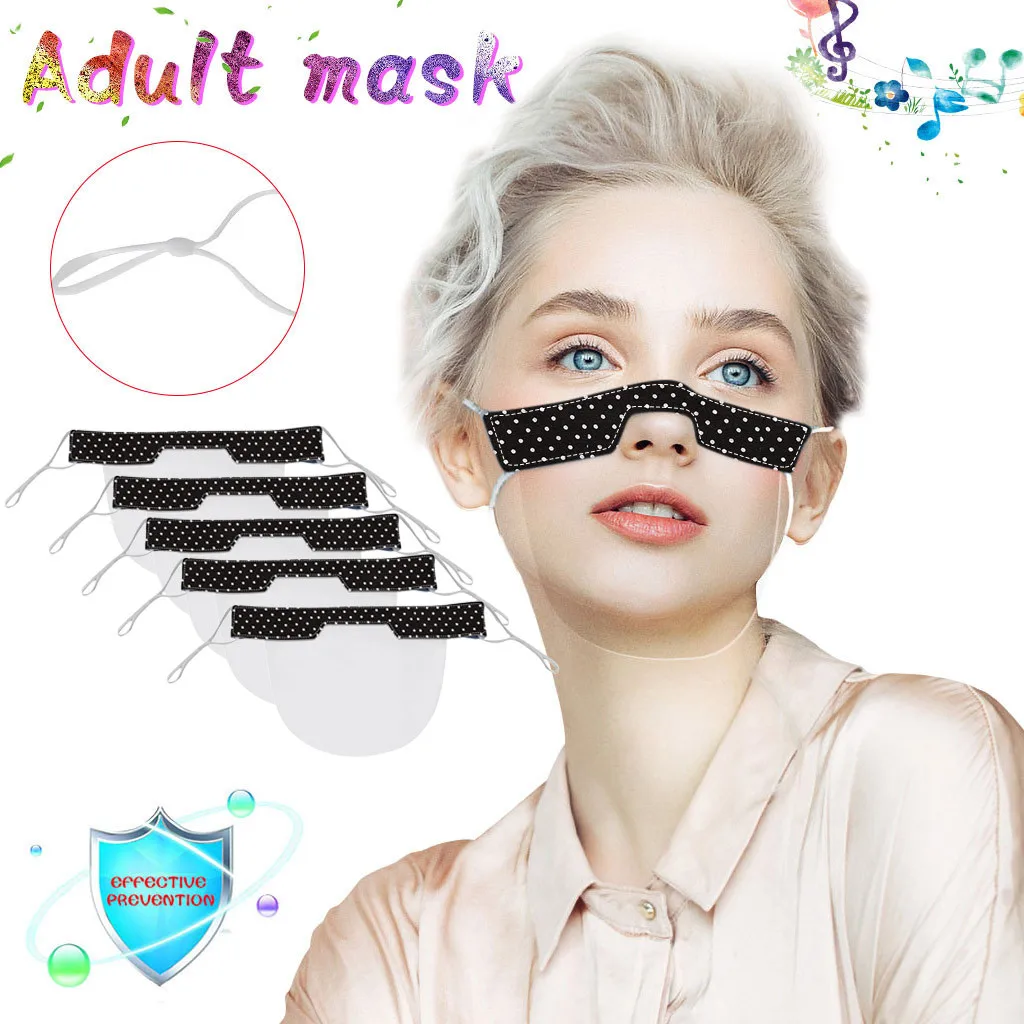 5 шт. мини щит моющаяся многоразовая маска для взрослых женщин Прозрачная ПВХ