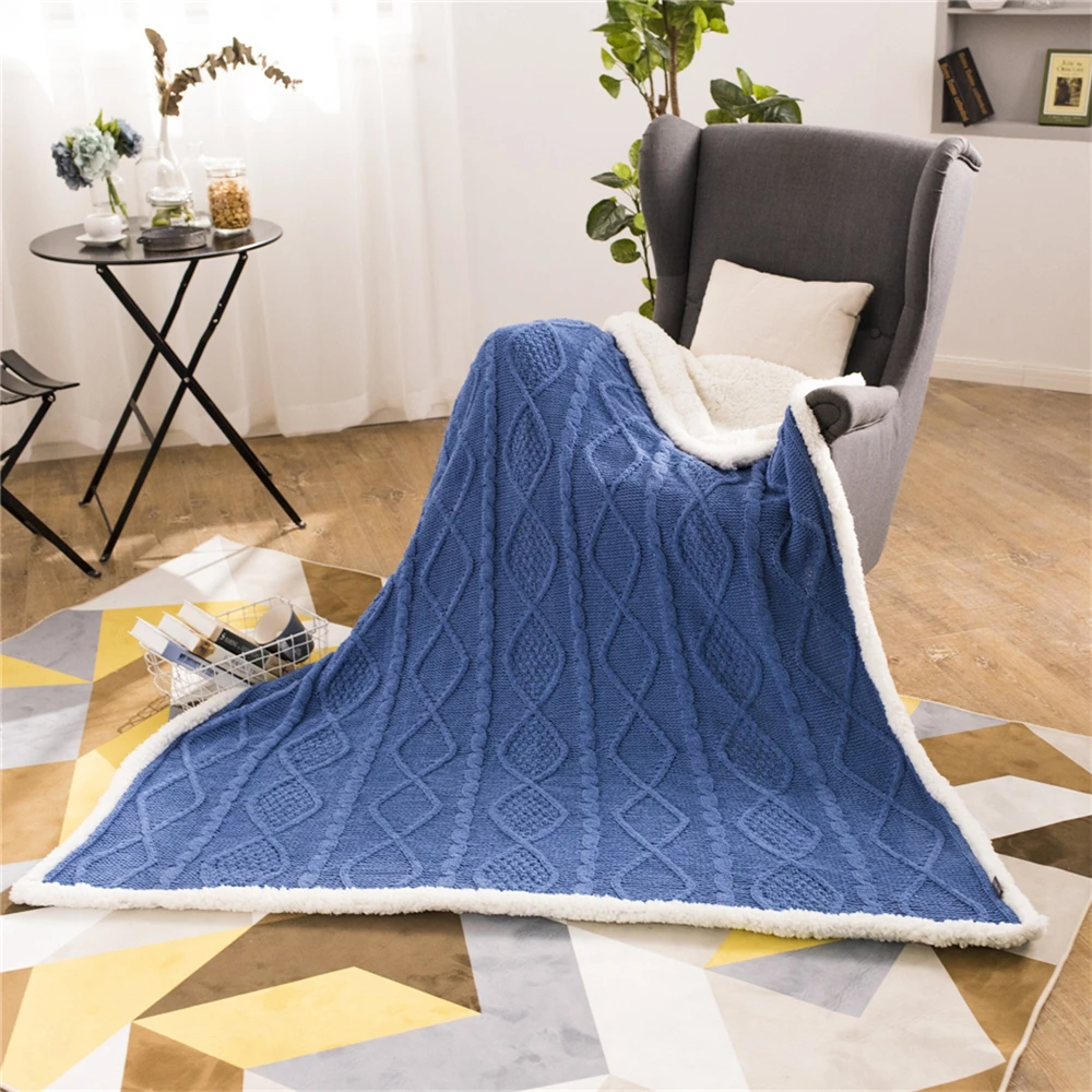 Скандинавские одеяла кашемировые двухслойные скрученные вязаные покрывала для