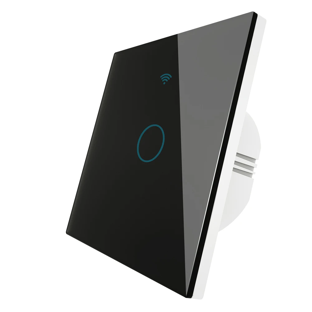 1 Gang Switch Black WiFi смарт-Стекло Панель светильник переключатель приложение Tuya дистанционного Управление работать с Alexa Echo Google Home RF433 ЕС Тип сенсорный экран 1/2/3 - Цвет: 1 Gang Switch Black