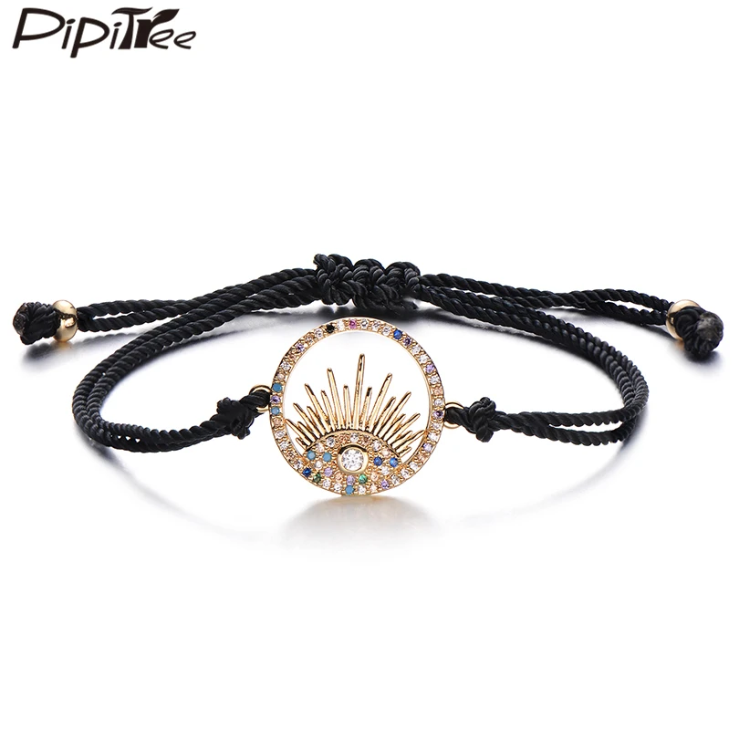 Бренд Pipitree ААА микро кубический циркон сглаза очаровательные браслеты круглая