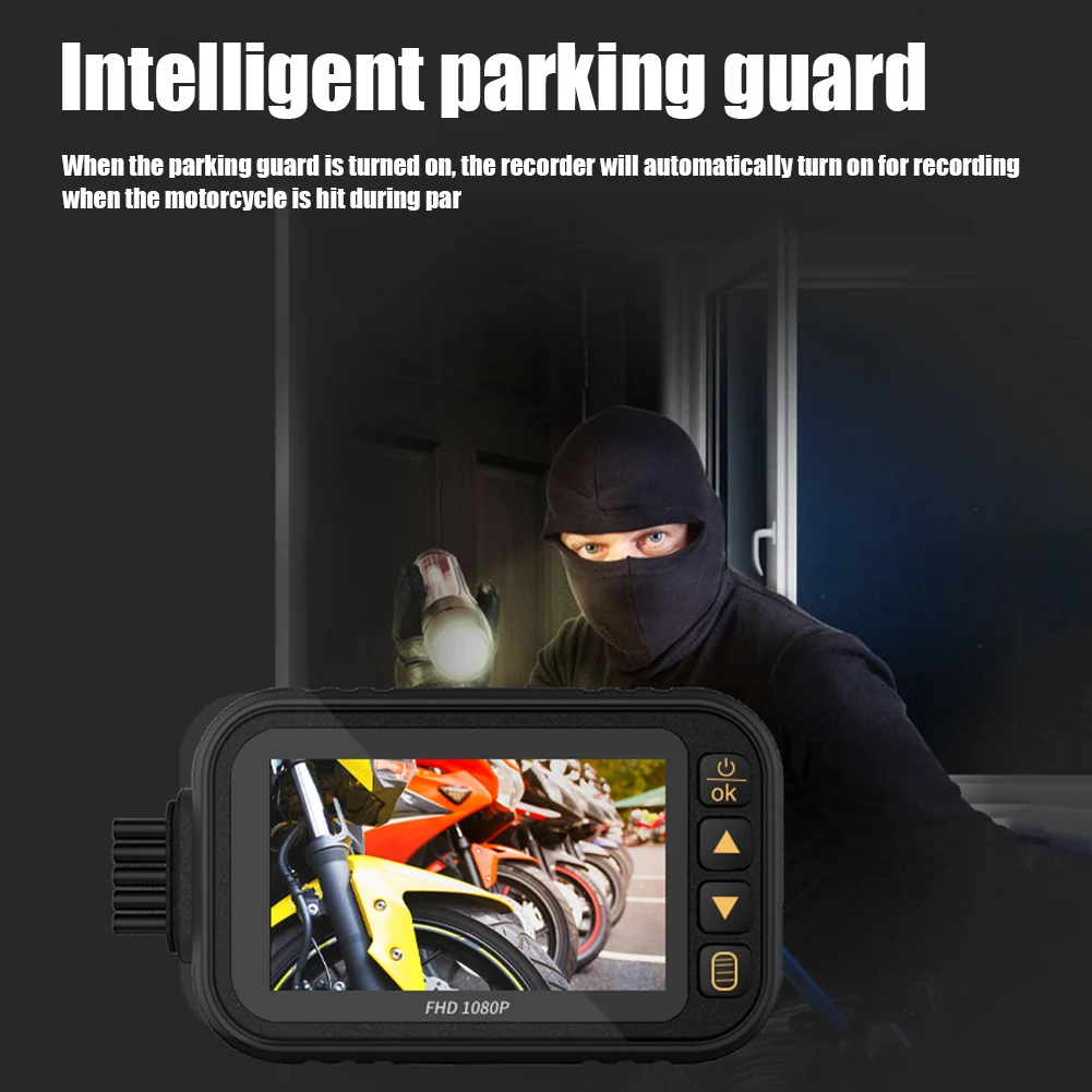 

WiFi Motorcycle DVR Waterproof 1080P Front + 720P Rear View Dashcam G Senser Parking Monitor Driving Recorder with 3 inch Displa
