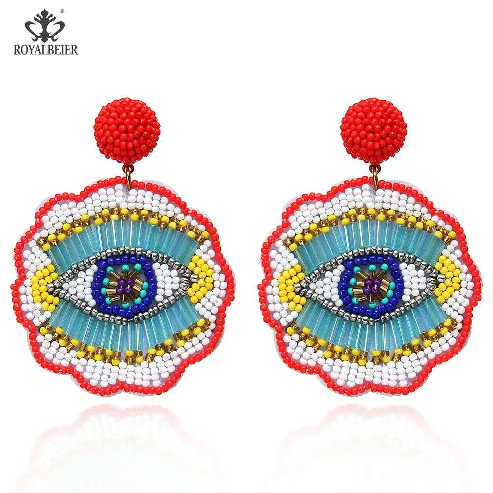 Bohemian earrings17 ROYALBEIER богемные длинные кисточки акриловые перо форма бисера Кулон Серьги Свадебная вечеринка очаровательные ювелирные изделия серьги - Окраска металла: Bohemian earrings17