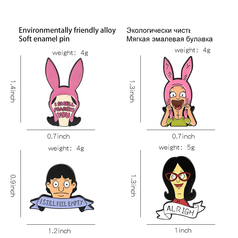 

Bob's Family Brooch Funny Anime Characters Brooches for Women Cute Backpacks Lapel Pin Badge Cartoon Jewelry Gift for Friends