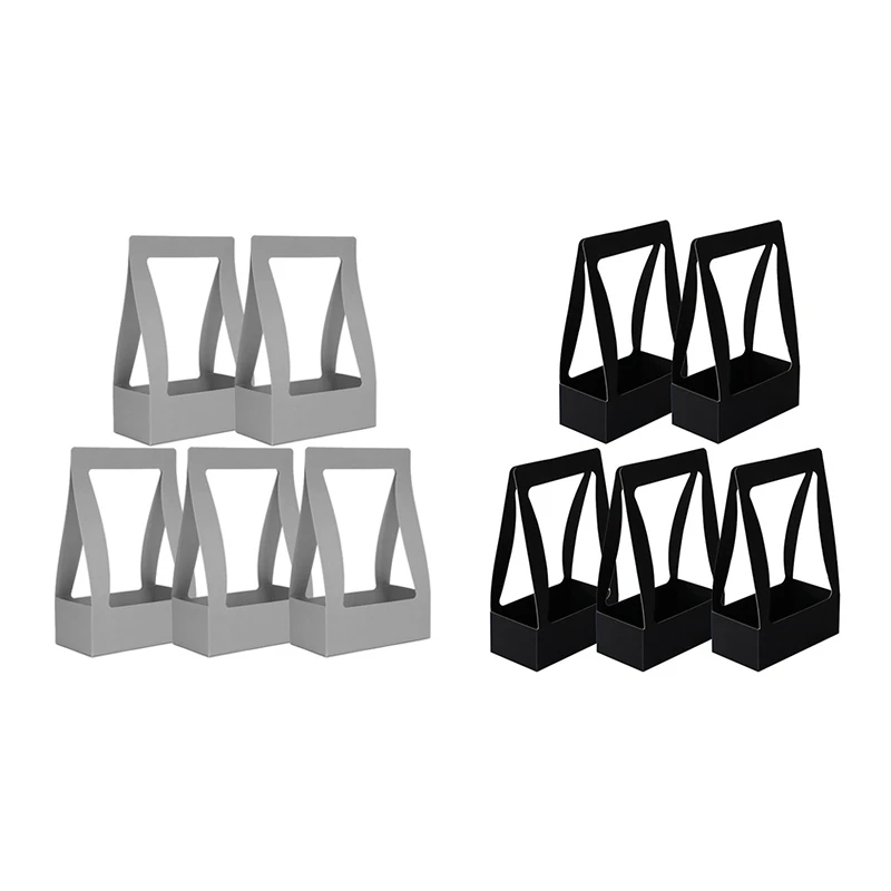 

20 Pcs Portable Foldable Flower Box Waterproof Paper Packing Bag Handmade Bouquet Basket, Grey & Black