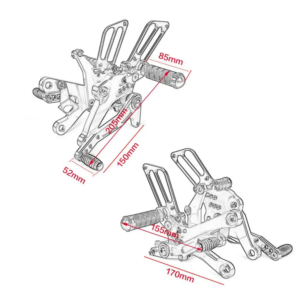 Мотоцикл Rearset для Kawasaki Ninja 400 250 с ЧПУ Регулируемые задние комплекты сдвиг Подножки подножки педали Ninja400 Ninja250