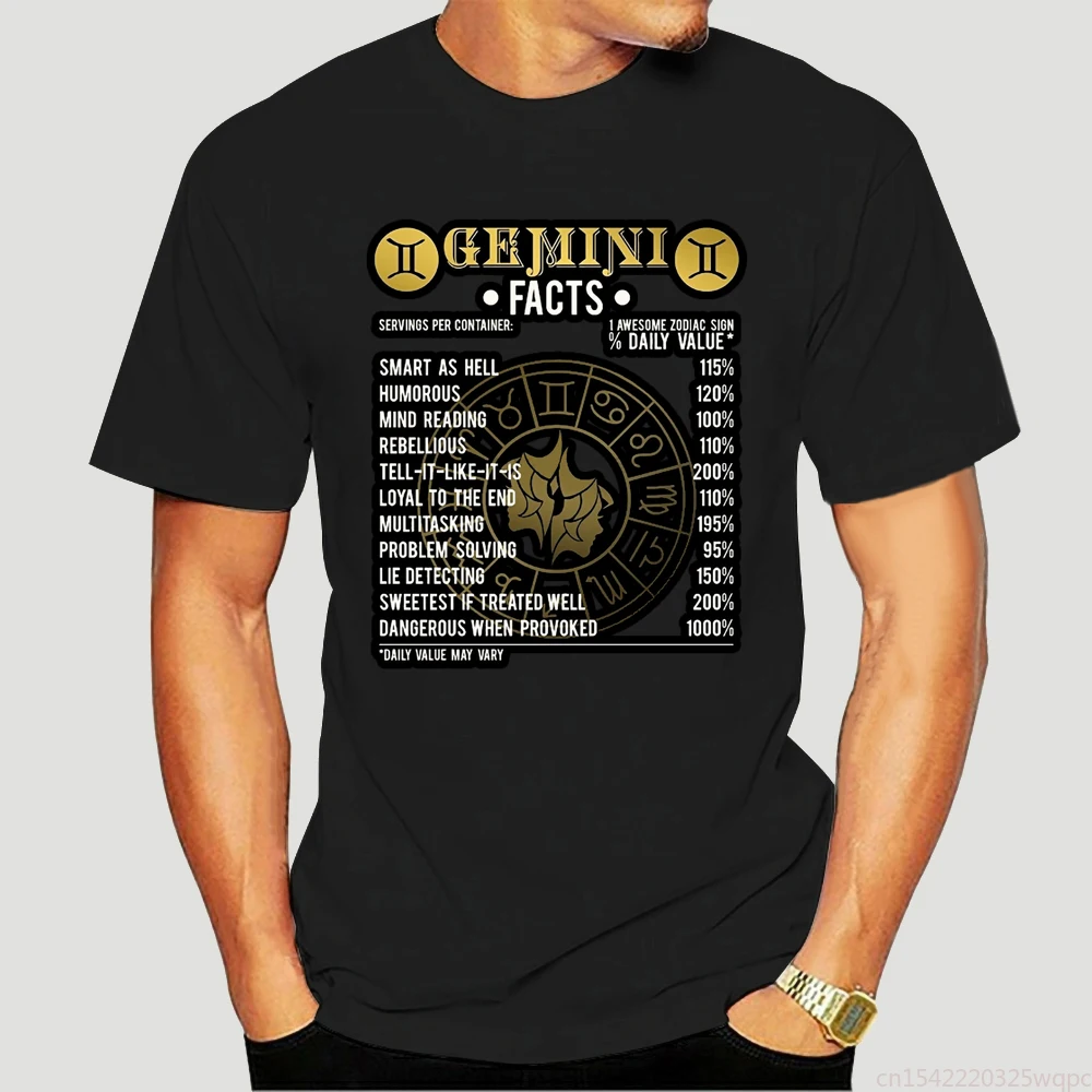 

Gemini Focts T-Shirt Gemini Owesome Horoscope Men Cotton T-shirt Men T Shirt
