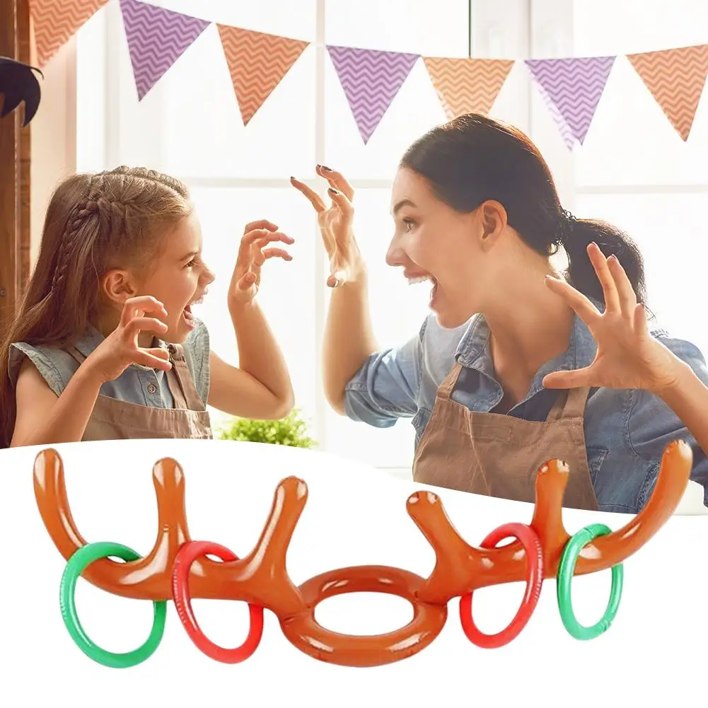 

1 Set Reindeer Antler Children Kids Headgear Inflatable Ring Funny Toy Kids Headgear Inflatable Hat Party Supplies