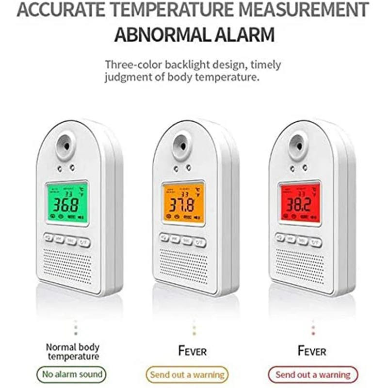 

Infrared Thermometer Forehead, K5 No Contact Wall Mounted Infrared Thermometer, Temperature Measurement with Fever Alarm
