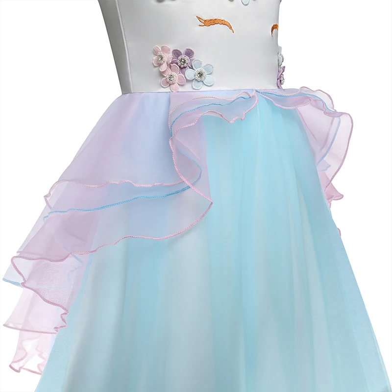 Summer Girls Unicorn Party Dress New Designer Children Prom Ceremonies Gowns Tutu Fluffy Dresses Birthday Princess 8 Years | Детская