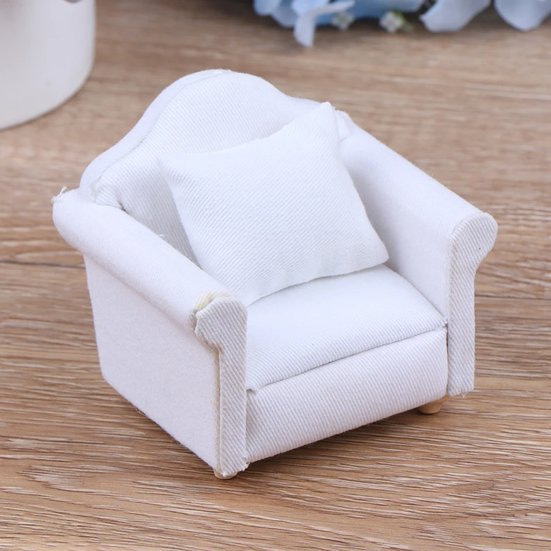 1/12 кукольный домик белый диван с задней подушкой мини стул мебель модель