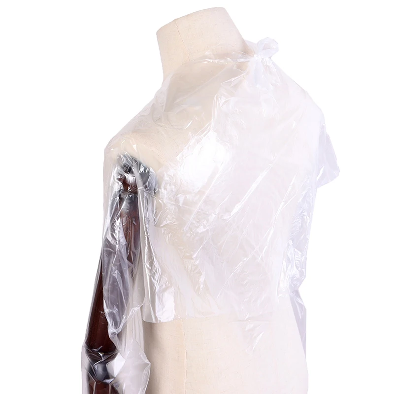 

100 Pcs Disposable Hairdressing Capes PE Waterproof Apron Cutting Perm Dye Hair Cape Barber Transparent Hairdressing Cloth