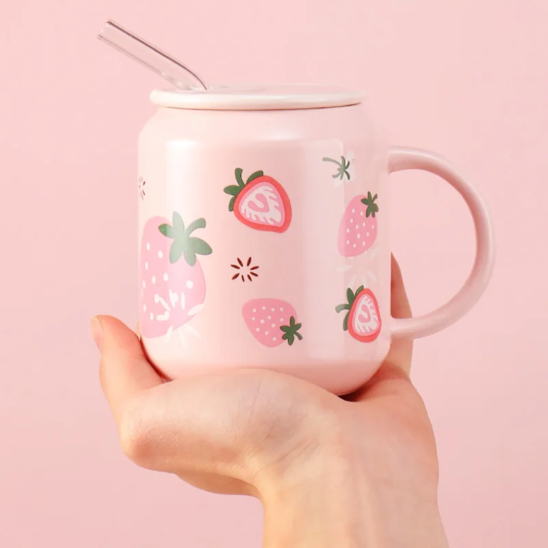 Керамические кавайные аниме оригинальные Клубничные кофейные кружки креативная