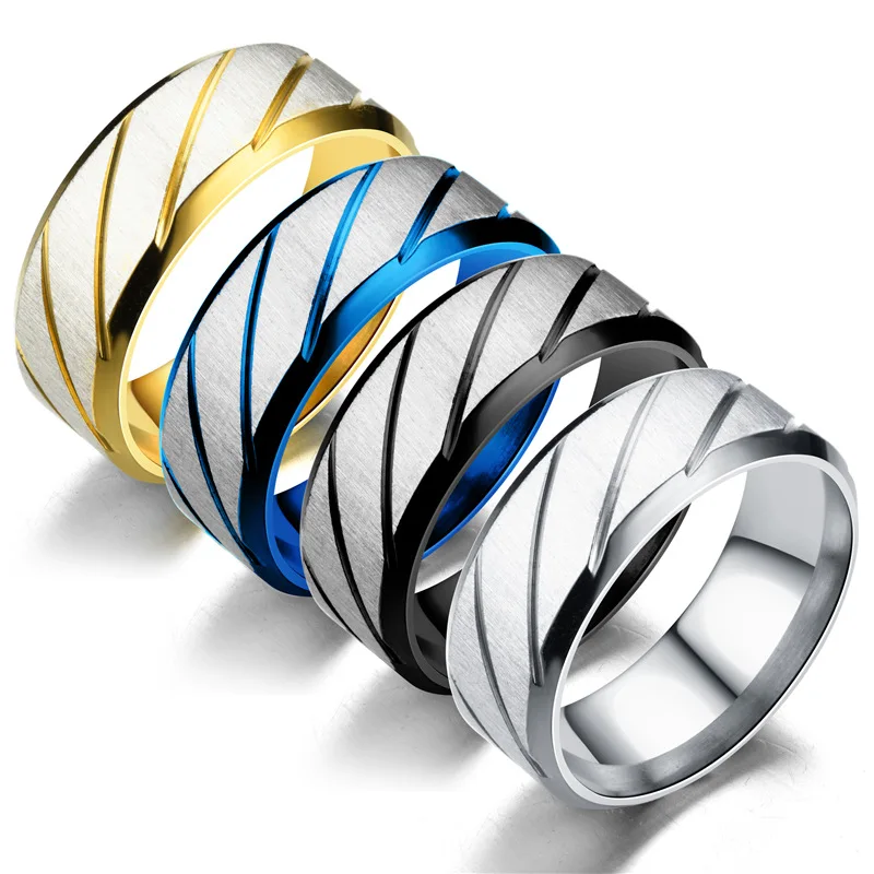 

Charm Stainless Steel Ring Men's Twill Frosted Titanium Steel Ring Convention Jewelry Wedding Band Ring Valentine Gifts