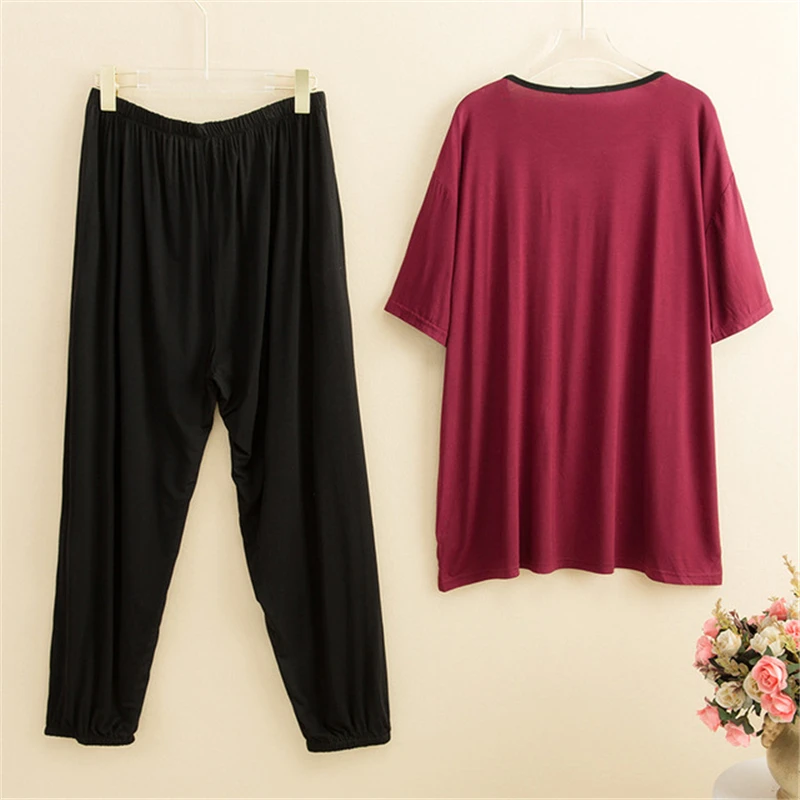 Мужские пижамы из модала чистый цвет удобные для кожи большой размер Свободная