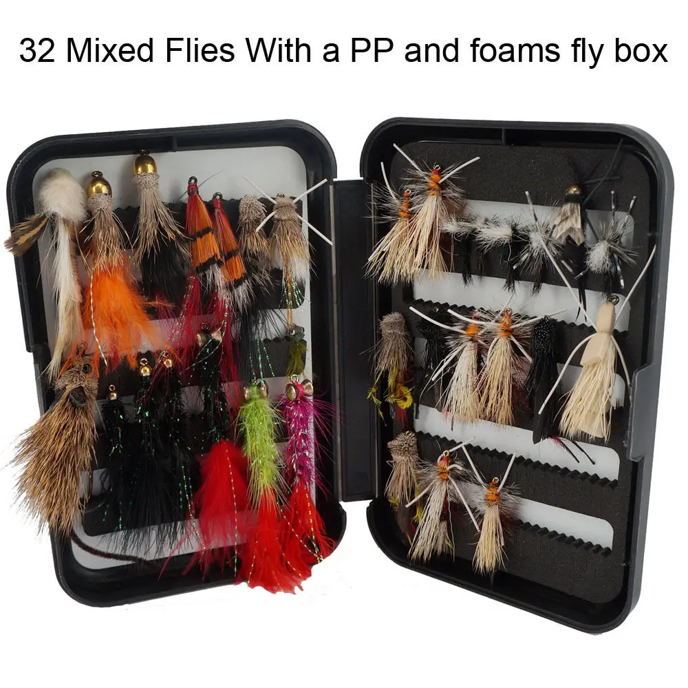 

32 Summer Trout Wet Fishing Flies Dry Flies Great Varieties Mixed hook Size New L