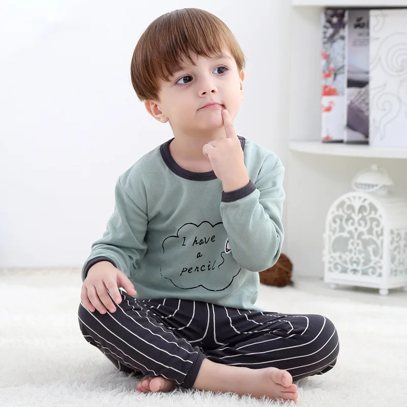 

Baby Kids Pajamas Sets 100%Cotton Boys Sleepwear Suit Autumn Girls Pajamas Long Sleeve Pijamas Tops+Pants 2pcs Children Clothing