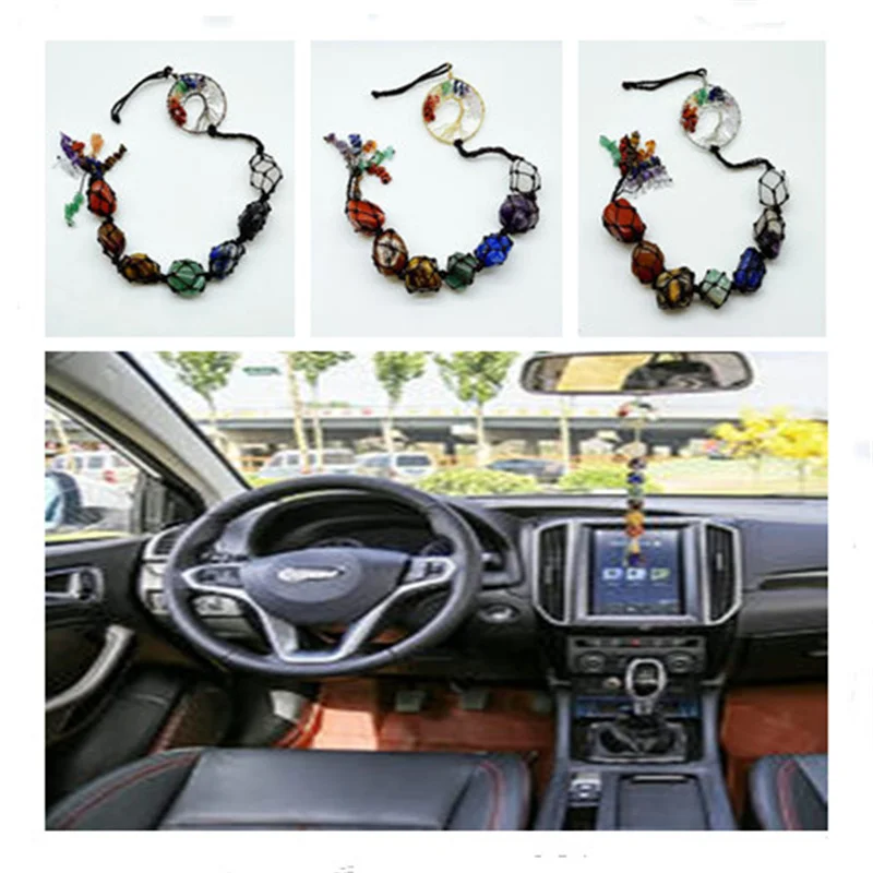 

7 Chakra Natural Stones Tassel Pendant Car Hanging Reiki Crystal Healing Meditation Keychain Door Window Feng Shui Ornament Gift