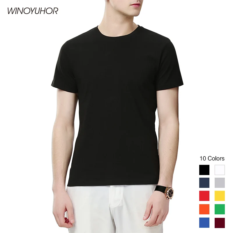 

Cotton Mens T-Shirts Classical 2021 Summer Short Sleeve O-Neck T Shirts Solid Color Basic Tee Casual Fitness Male Tops