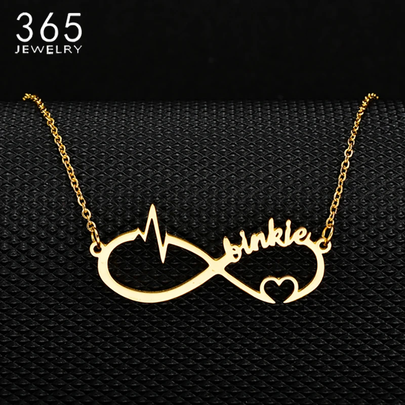 

Personalized Delicate Custom Name Date Shape Infinity Necklace Women Silver Rose Gold Chain Nameplate Necklaces Christmas Gift