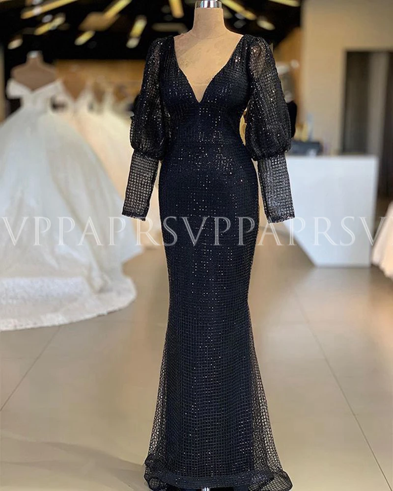 Длинные арабские вечерние платья 2021 элегантные с V образным вырезом длинным