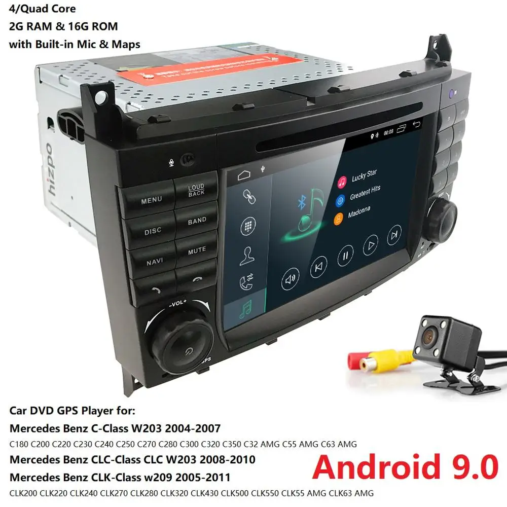 2 грамма Android9.0 2DIN CarDVD gps для Mercedes/Benz W203 W209 W219 a-класс A160 c-класс C180 C200 CLK200 Радио стерео 4G wifi DTV