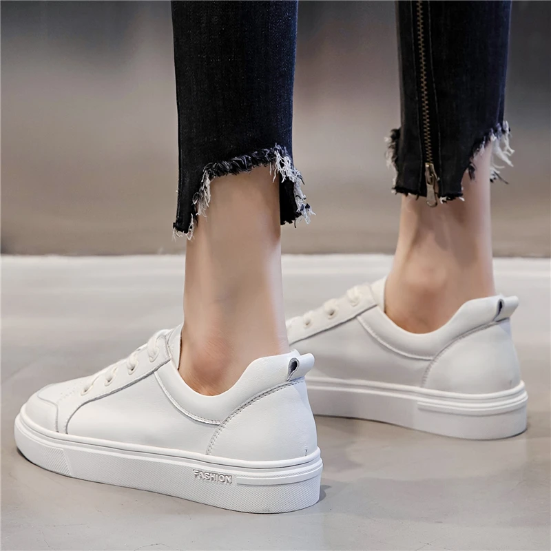 

FEDONAS New Arrival Genuine Leather Women Sneakers Casual Four Season Hollow Genuine Leather Flats Round Toe Basic Shoes Woman
