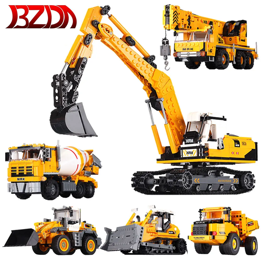 

XINGBAO City Crane Engineering Truck Series Cement Mixer Excavator Building Blocks Children's Educational Construction Toys