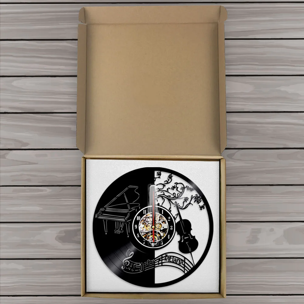 Музыкальный инструмент Винтаж виниловых пластинок настенные часы Violin пианино
