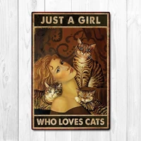 just a girl who loves cat poster wall decor cat poster vintage tin metal sign bar club cafe garage wall decor farm decor art